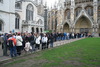 a long queue in front of Westminster Abbey