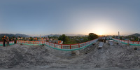 Sonnenaufgang in Pokhara Blick auf den Himalaya v...