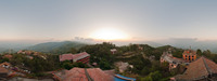 Abends in Nagarkot, Nepal auf dem Dach des Hotel ...