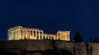 Parthenon Südseite bei Nacht