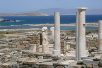 Insel Delos bei Mykonos, welche eine riesige Ausgr...