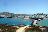 Naxos Blick vom Portara aus auf den Stadtteil Grot...
