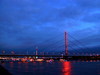 Düsseldorf Rheinkniebrücke in der blauen Stunde