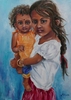 Indisches Mädchen mit Kind Öl auf Keilrahmen, 50 ...