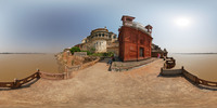 Ramnagar Fort, Varanasi mit Pontonbrücke auf dem ...