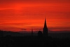 roter Himmel über der Magdalenenkirche in Bonn