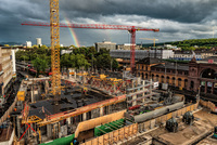 Baustelle Maximiliancenter 30.4.2018 mit Regenboge...