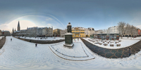 Beethovendenkmal im Schnee, Münsterplatz Bonn 